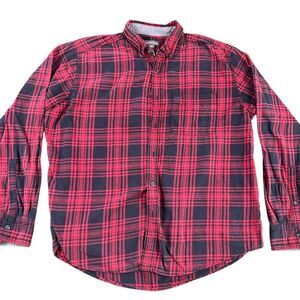 Eddie Bauer Red Black Buffalo Plaid Button Down Shirt Casual Cotton XL